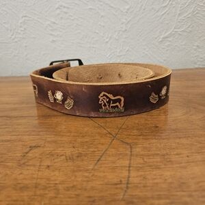 Vintage Horses Flowers Leather Belt Youth 37” Hand Tooled Cowboy Western